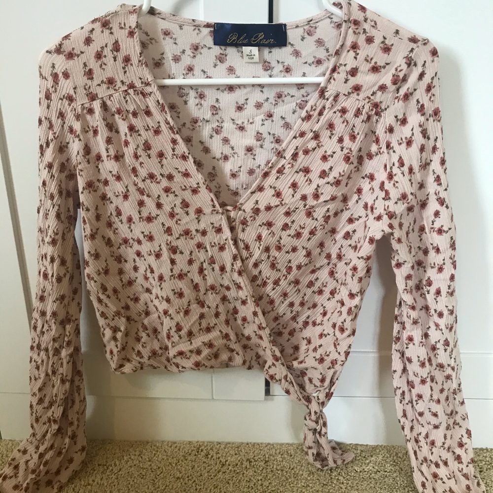 PINK FLORAL BLOUSE WITH TIE🌷